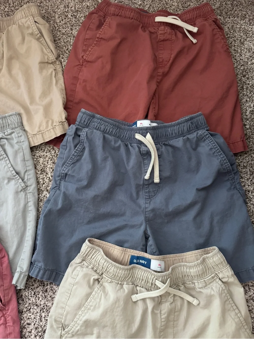 Old Navy Boys XLarge Pull-On Shorts — Pink, khaki, Tan, Blue, Gray, Burgundy